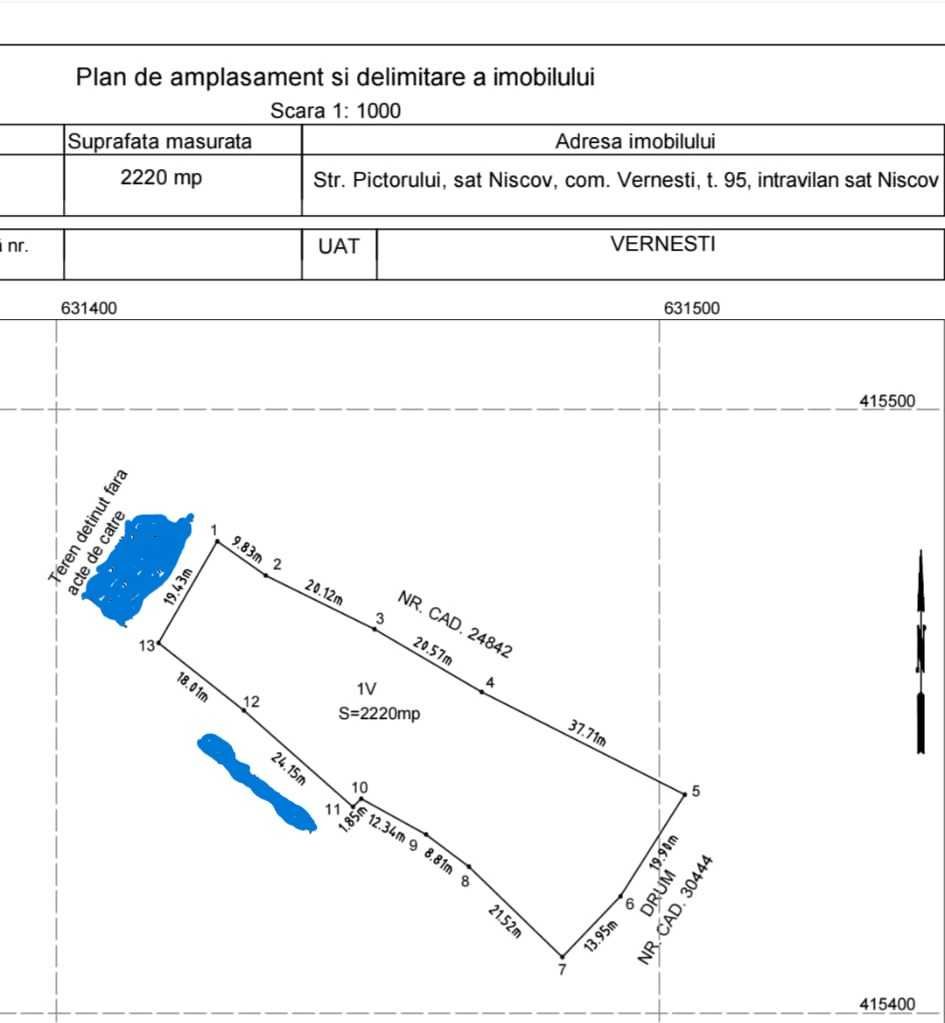 Teren intravilan-2220 mp - Niscov, com. Vernesti.