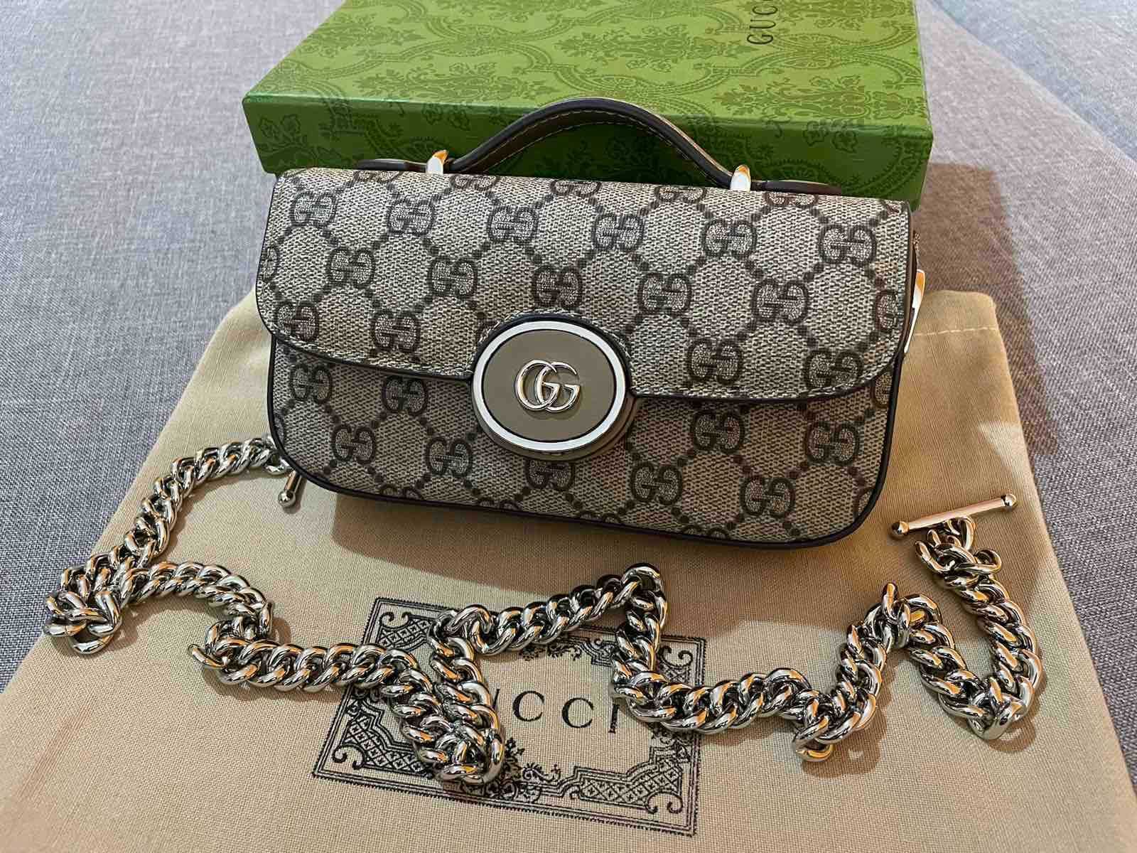 Оригинална Gucci Petite мини Чанта За Рамо Кожа Гучи Mini Горна Дръжка