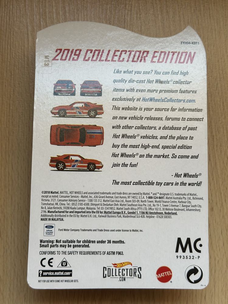 Hot Wheels ‘84 Ford Mustang SVO - Mail in - Collector’s Edition