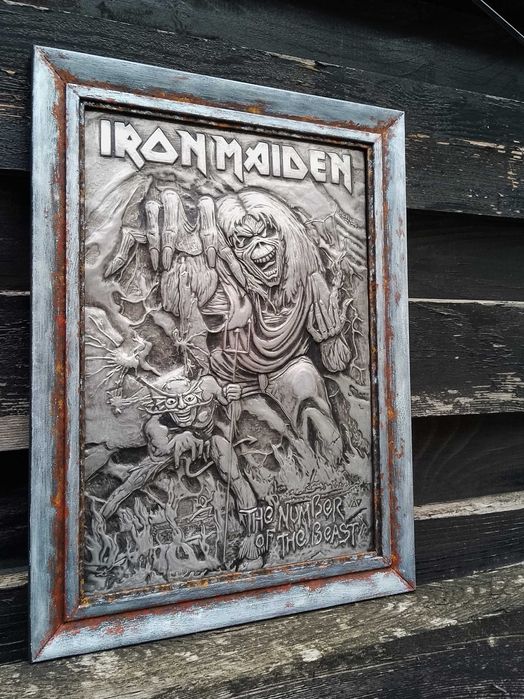 Vand tablou in relief, A4, Iron Maiden (aluminiu, handmade)