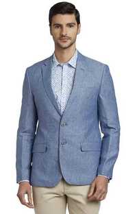 Sacou blazer slim 52 XL premium Atelier Torino 100 % linen open bleu