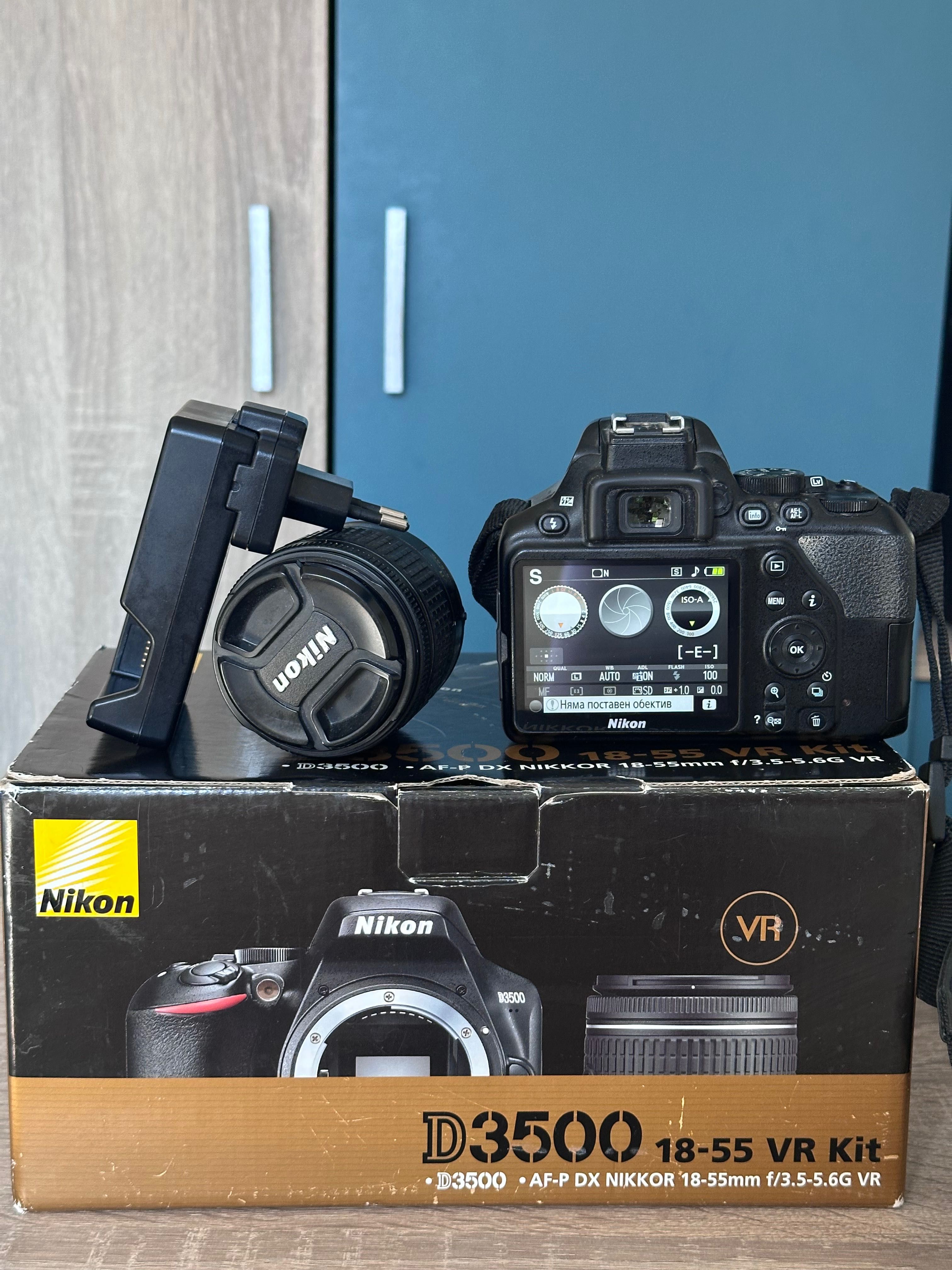 Nikon 3500d обектив 18-55 vr kit (450) лева
