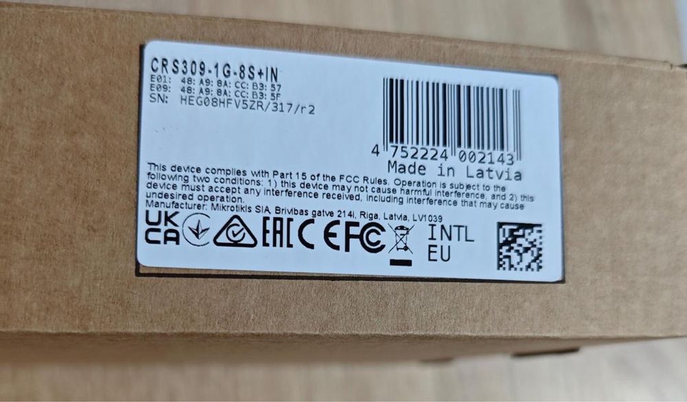 Новые MikroTik CRS309-1G-8S+IN