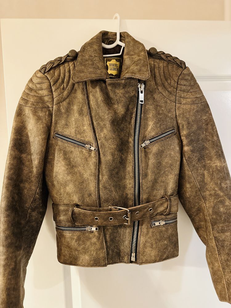 Jachetă vintage superbă din piele naturală