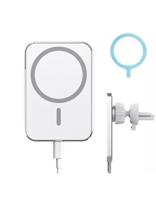 Suport Auto Incarcator Magnetic Telefon Pentru Bord Alb Cablu Inclus