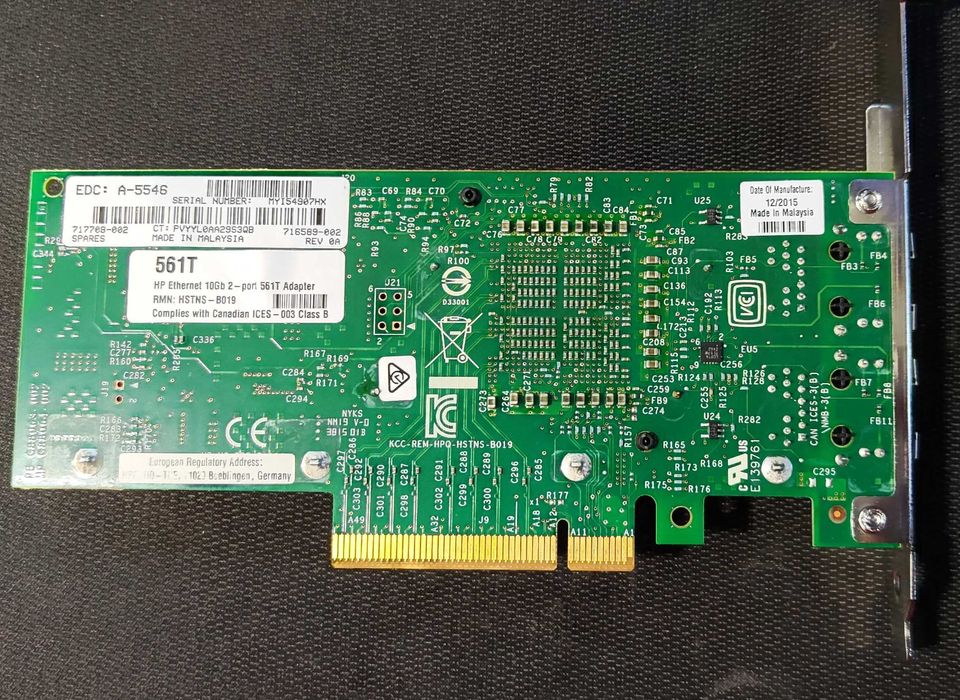 Placa retea 10Gb 2 porturi, Intel X540 / HP 561T