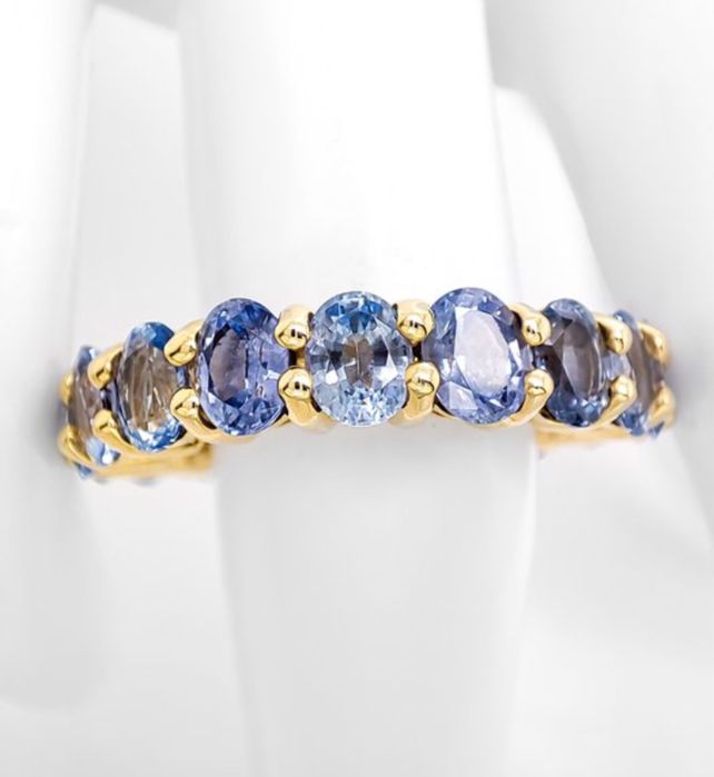 Inel din aur cu safire naturale albastre – 8 ct, mărime 55