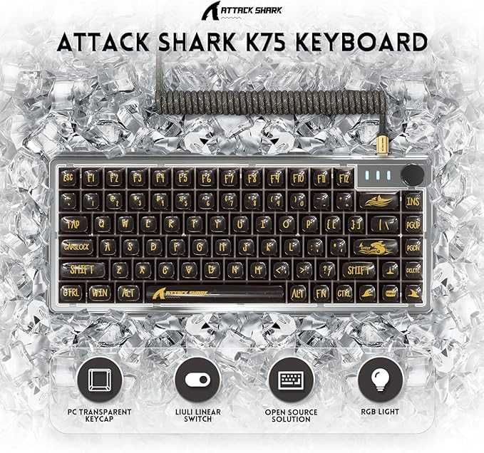 Attack Shark K75 Transparent Mechanical(Bl)Механическая клавиатура 1,4