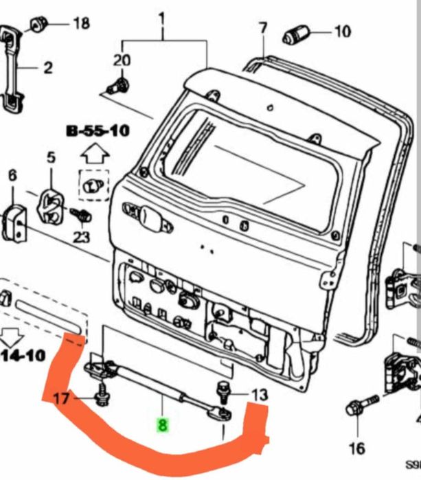 N 61 Амортисьор за врата на багажник ЦРВ 2 74825-S9A-J01