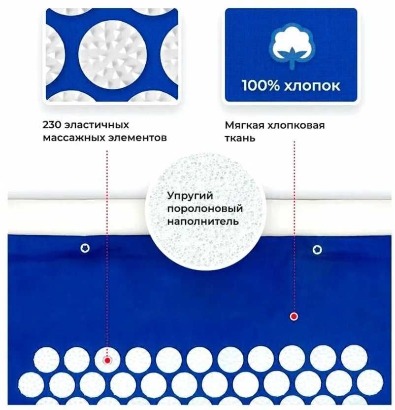 Аппликатор Кузнецова Массажный коврик акупунктурный  Игольчатый 2 в 1