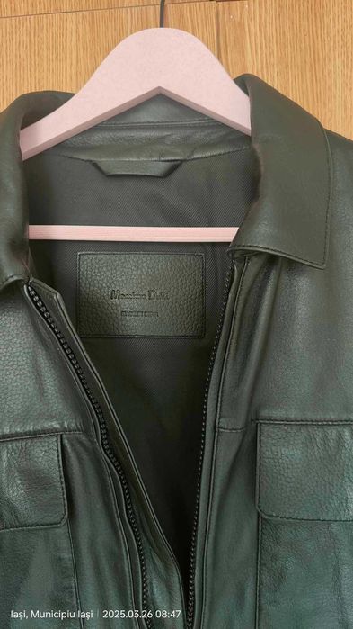 Jachetă din piele, bărbați Massimo Dutti, marim.L (Super Ofertă).