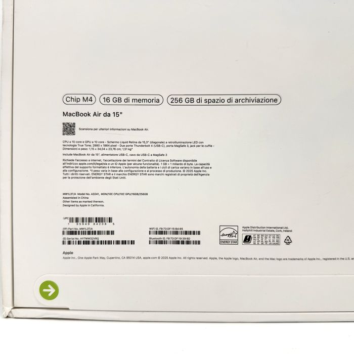 Apple Macbook Air 15-inch M4 16GB RAM 256GB Midnight