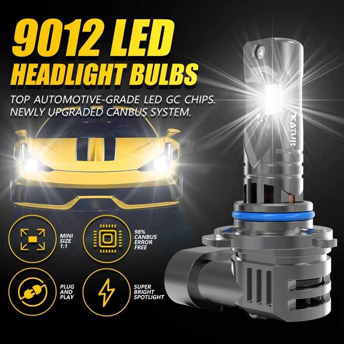 Becuri Led auto Katur HIR2, cod 9012, bec de 100W, lumina 6000K