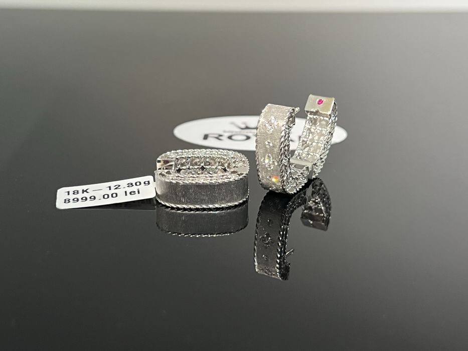 Bijuteria Royal CB : Cercei cu diamante aur alb 18K 750 12,30 grame
