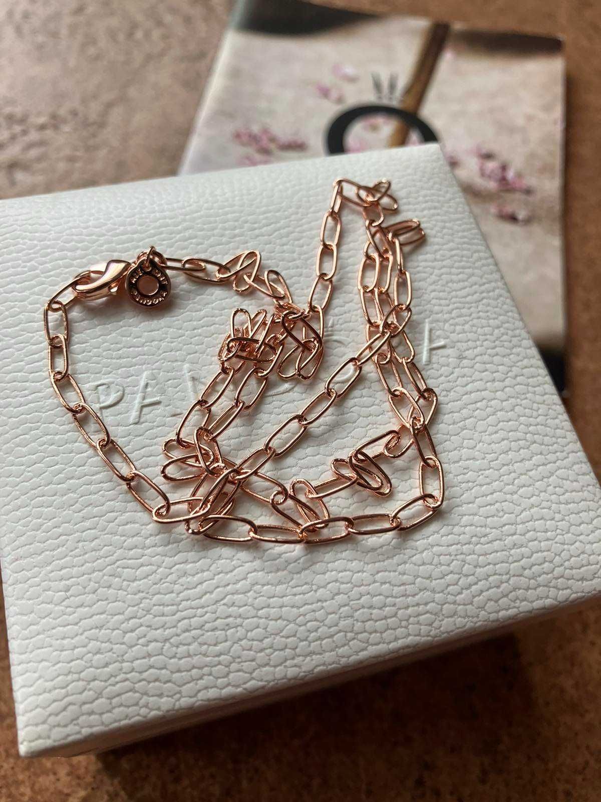 Ново Pandora Rose Gold колие със сертификат,50см