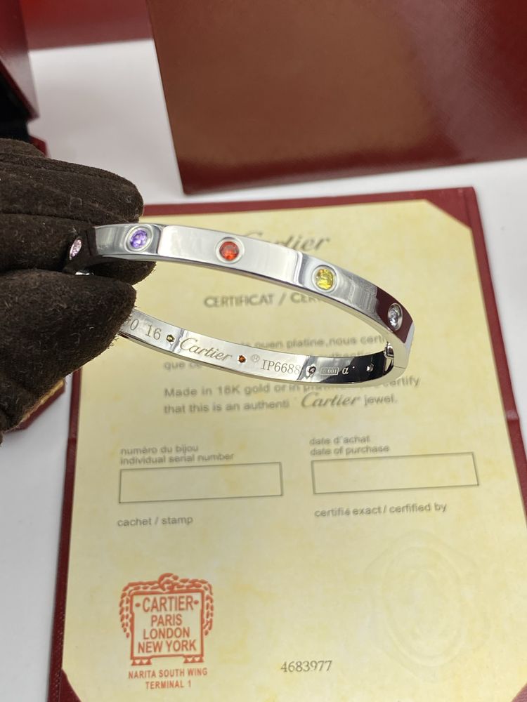 Brățară Cartier Love - unisex - 10 Diamonds 16 White Gold 750 Full Box
