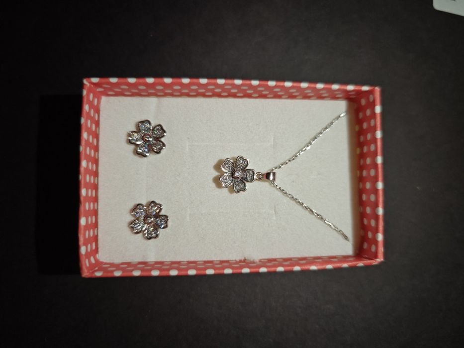 Set colier cu cercei de argint 925 și pietricele