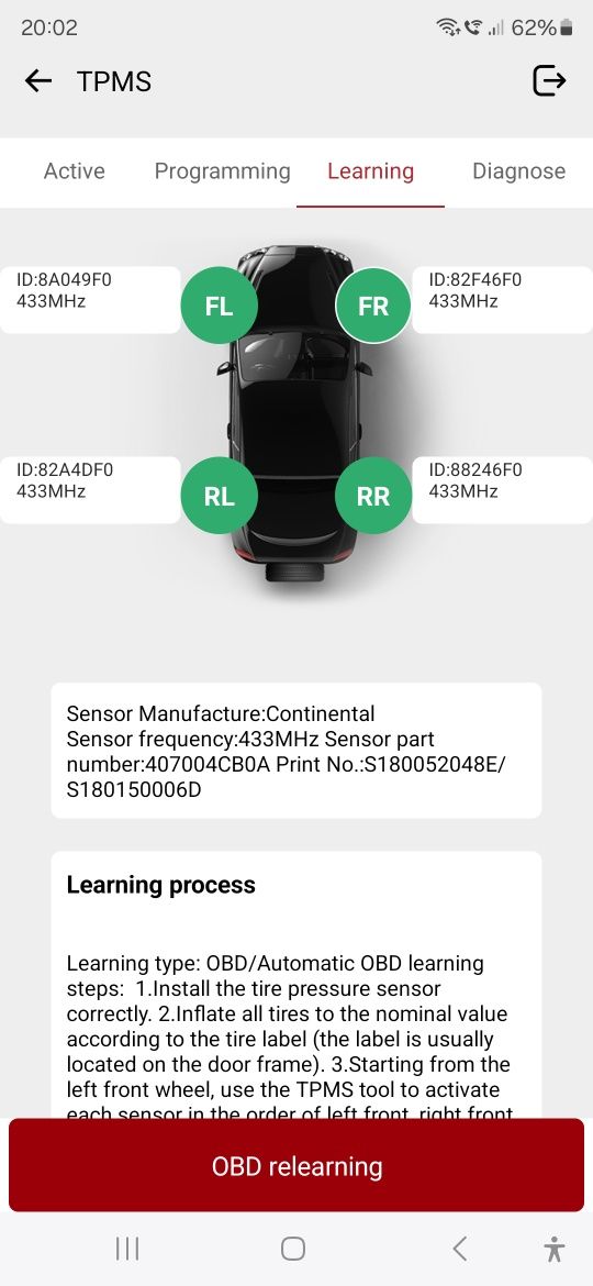 Aparat verificare programare senzori presiune roti anvelope THINKTPMS