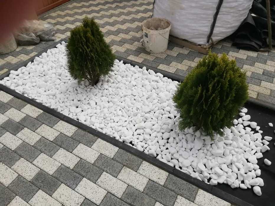 Pietricele decorative gradina piatra alba thasos rotunjita marmura