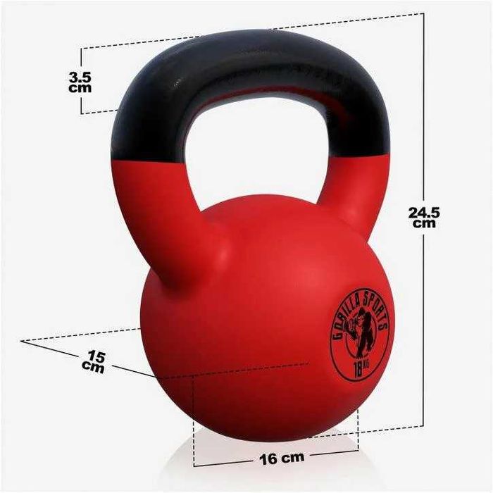 Kettlebell din fontă cu înveliș de cauciuc 18 KG Gorilla Sports