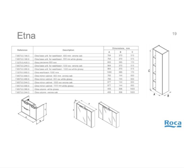 Шкаф колона с огледало Roca Etna