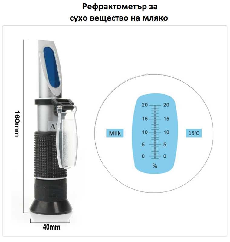 Оптичен рефрактометър за мляко Диапазон от 0 до 20% сухо в-во,20200247