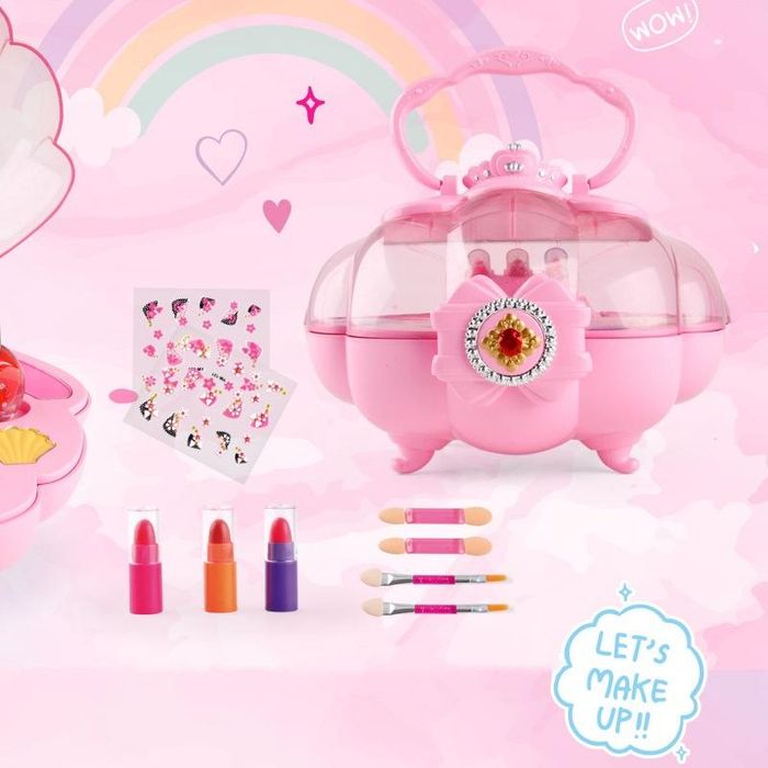 Trusa machiaj copii, lac unghii, ruj, Roz, 3 ani+