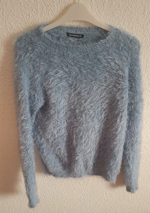 Pulover pufos fete bleu XS/S Terranova
