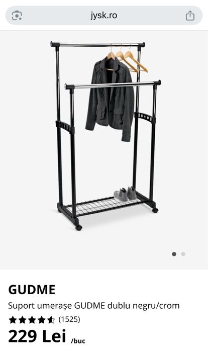 Suport haine dublu GUDME – nou, sigilat, reglabil (JYSK)