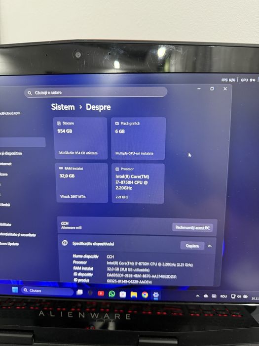 Laptop Gaming Alienware M15 IntelCore i7