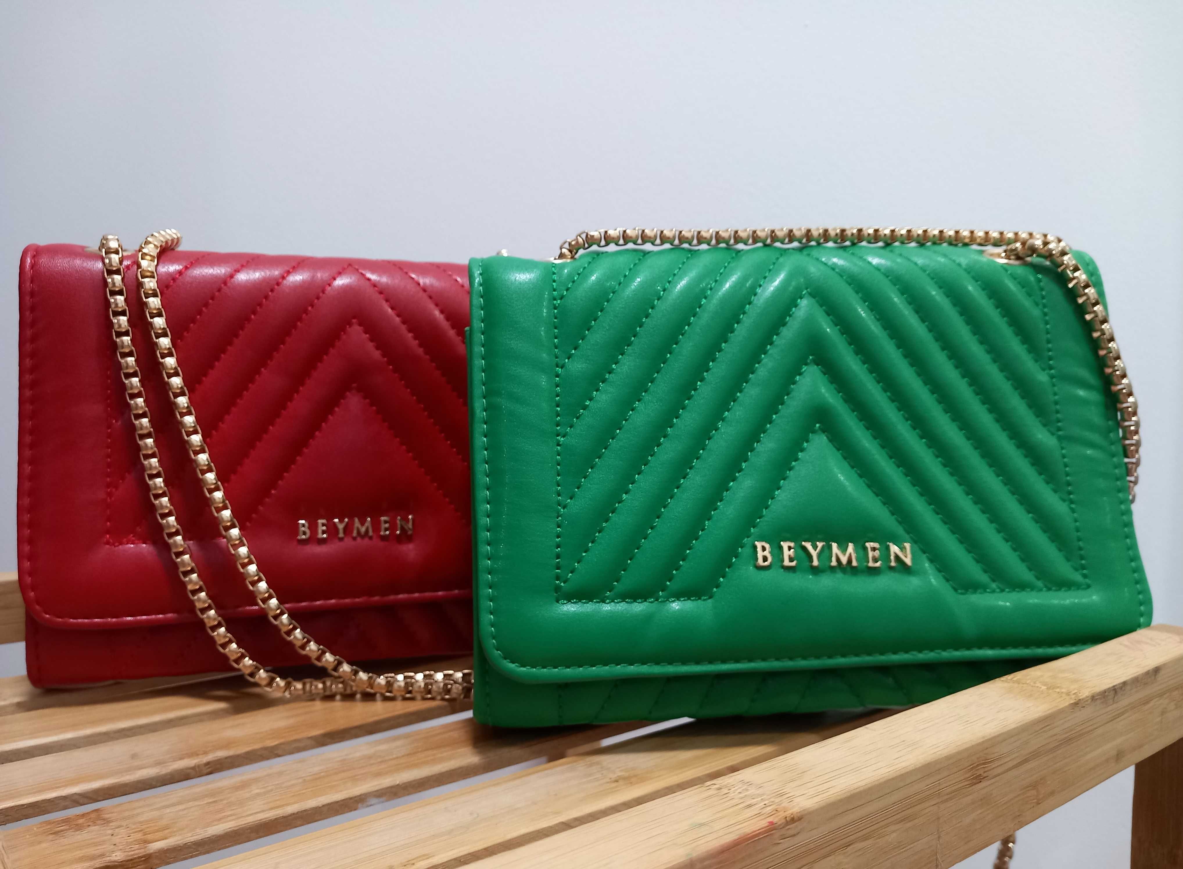 Дамска чанта в червено и зелено