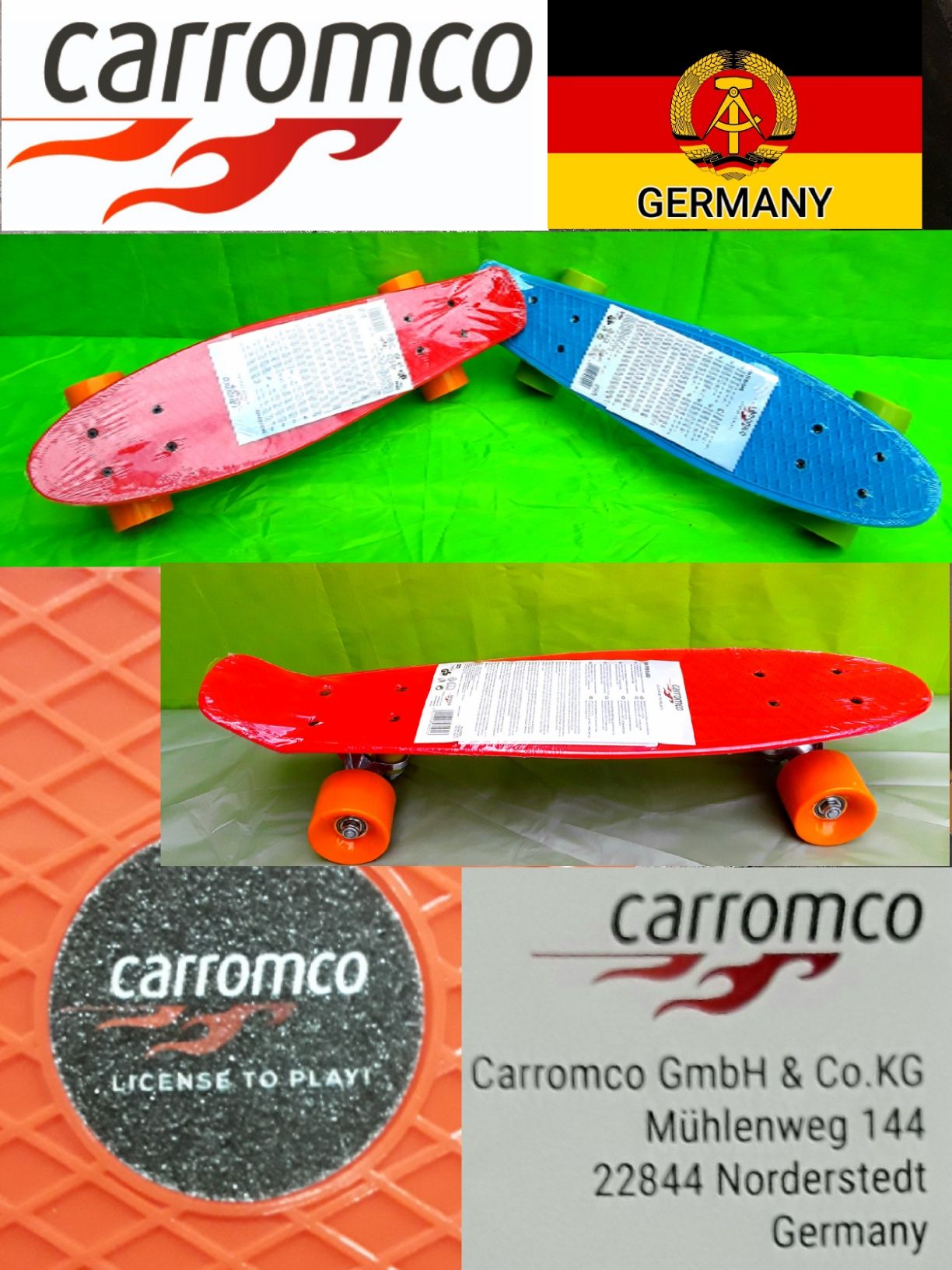 Skateboard CARROMCO GERMANY 55x15 Cm + BONUS Casca NOI - 95 Lei