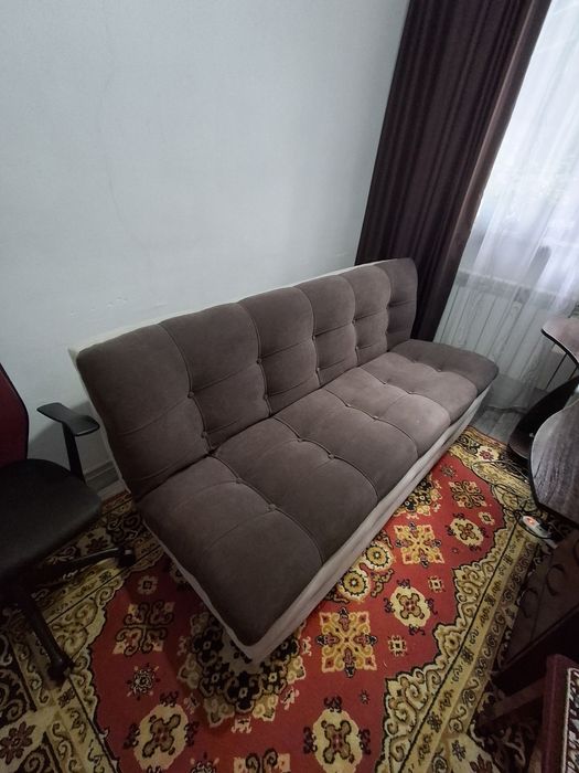 Диван Шанхай-1, 190х75 см, обивка рогожка, коричневый