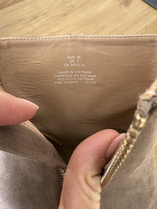 Бежови боти с дебел ток H&M размер 38