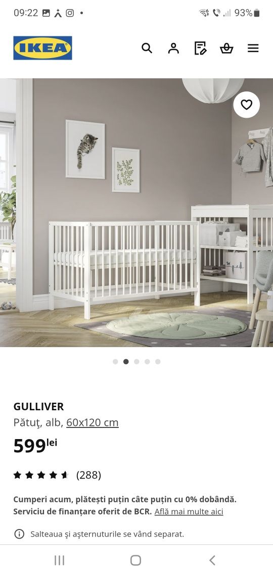 Vând pătuț Gulliver de la Ikea