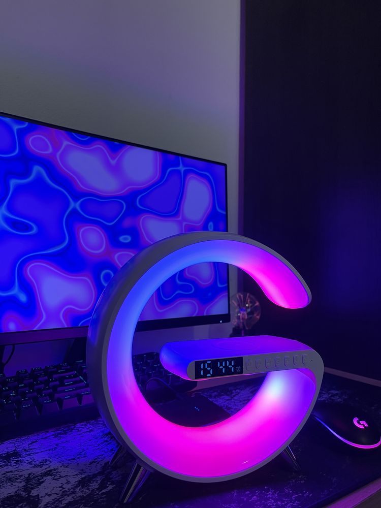 Lampă birou/masa/ smart led rgb cu încărcare wireless și bluetooth