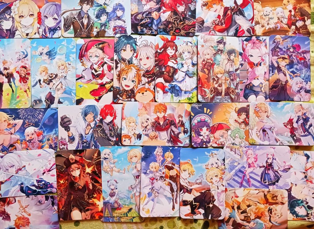 30 photocarduri Genshin Impact anime videogame cartonase