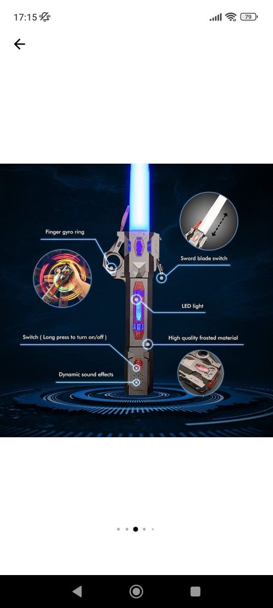 Sabie laser de jucarie Star Wars, 7 schimbari de culoare, retractabila