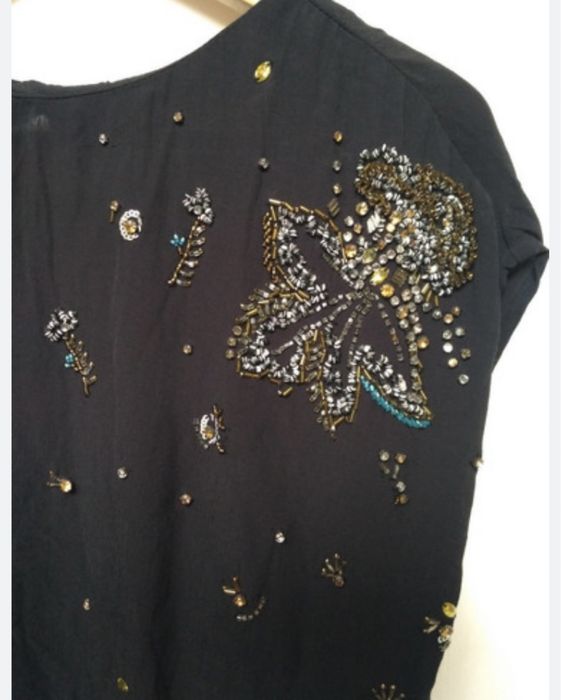 Camasa voal zara bleumarin tip asos cu aplicatii