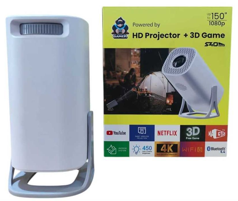 Нов S40Max Смарт проектор и игрова конзола с 35 000 игри 4K Android 11