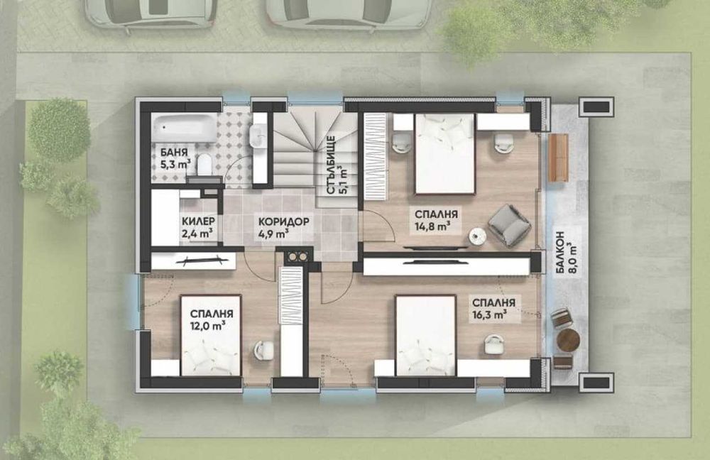 Двуетажна къща в затворен комплекс с. Близнаци