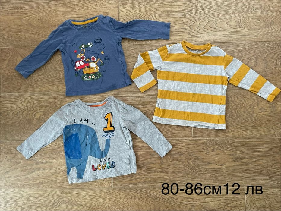 Употребявани дрехи за момче, блузи, комплекти, яке, суитшъри 86,92 см