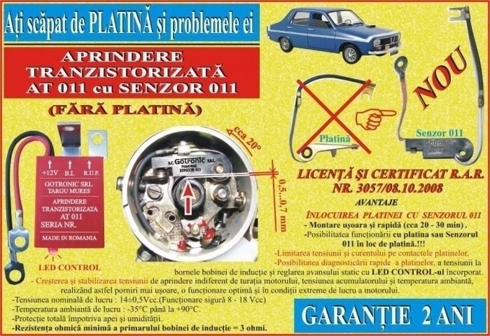 Aprindere electronica fara platina Dacia 1300, Aro10, Renault 5, R12