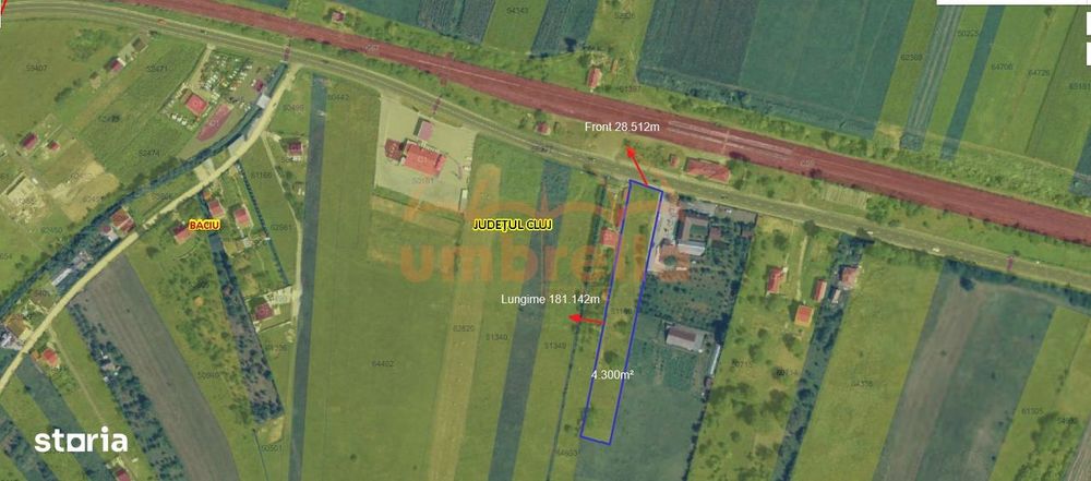 Teren de vanzare 4.300m², Mera-Baciu pt 2 unitati locative PUZ si Cert