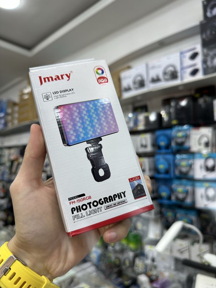 Прожектор Jmary FM-150RGB компактный и мощный RGB фонарь видео свет
