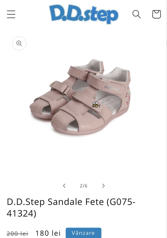 Sandale din piele  DD step noi , pentru copii nepurtate nr 21