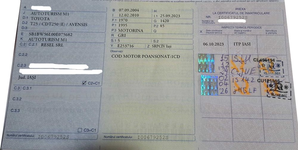 Toyota AVENSIS 2004 înmatriculată