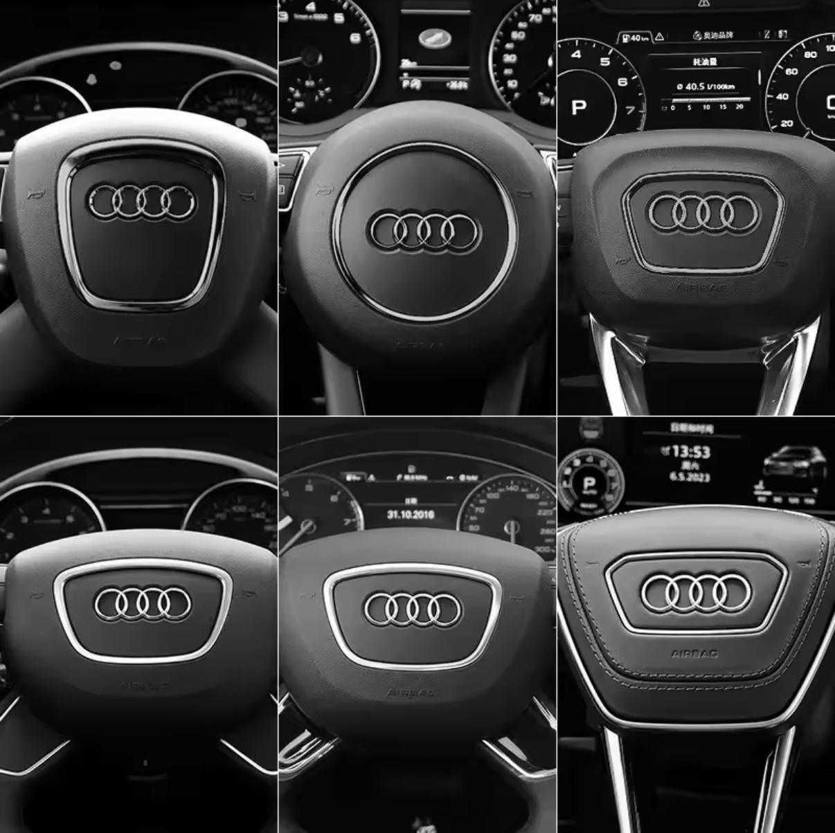 Emblema Compatibila Audi volan crom/negru
