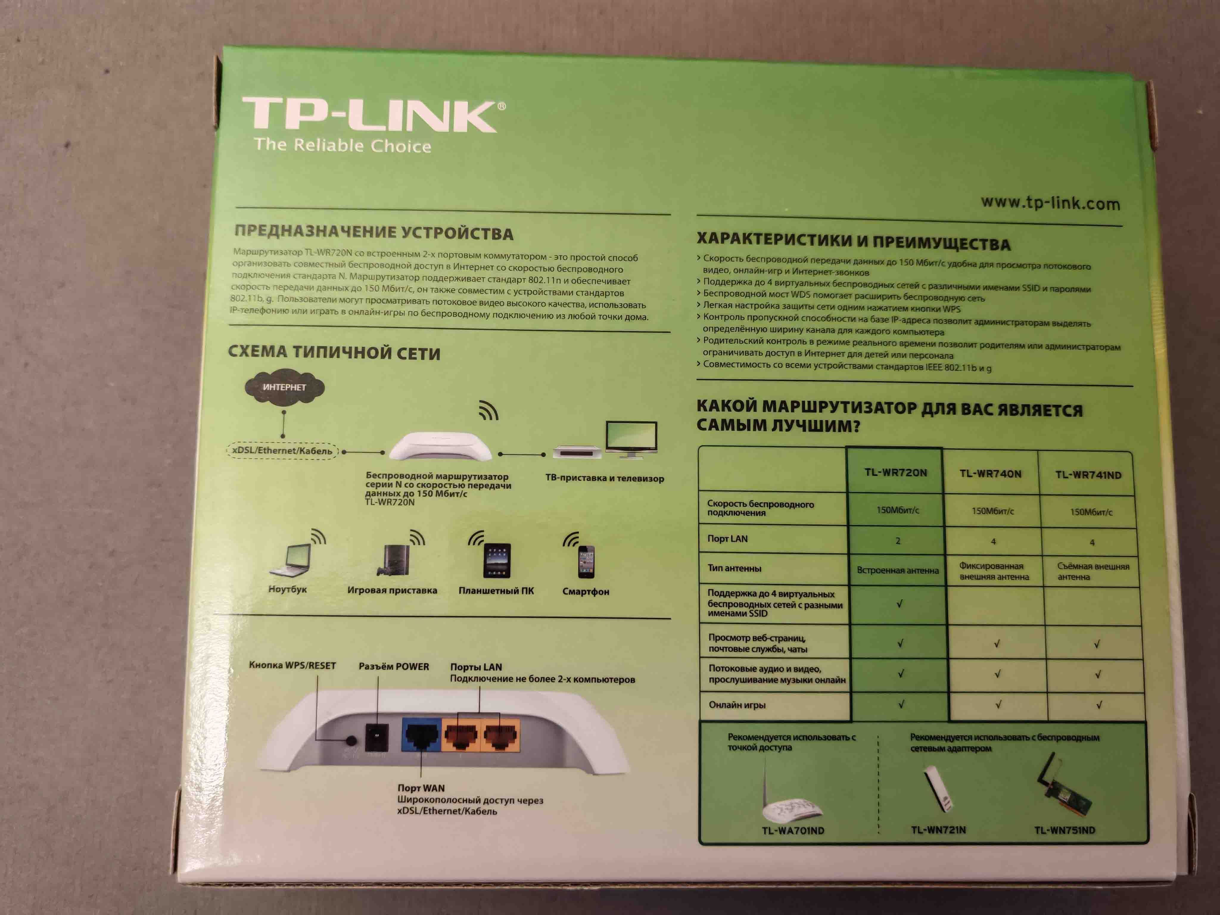 Wi-Fi роутер TP-Link антенна Wi-Fi встроенная