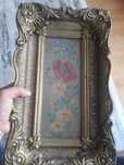 Goblen original vechi cu flori + rama vintage